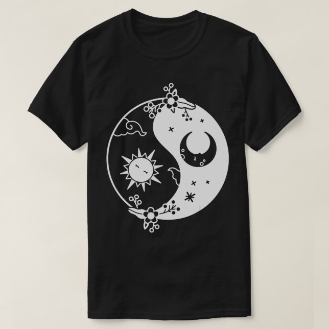 Camiseta Yin Yang Occult Sun & Moon Black & White (Diseño del anverso)