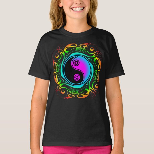 Camiseta Yin Yang Psychedeld Rainbow Tattoo (Anverso)