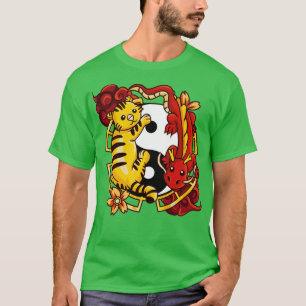 Camiseta Yin Yang Tiger Dragon Tigre asiático zodiaco chino