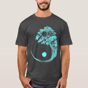 Camiseta Yin Yang Turquoise Blue Bonsai Tree Japonés Zen