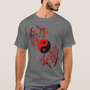 Camiseta Yin Yang y la explosión roja Sakura