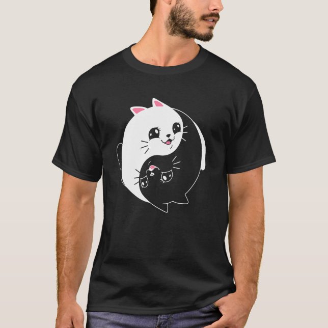 Camiseta Yin Yang Yoga Zen Gatos Cuidados para Gato 3 (Anverso)