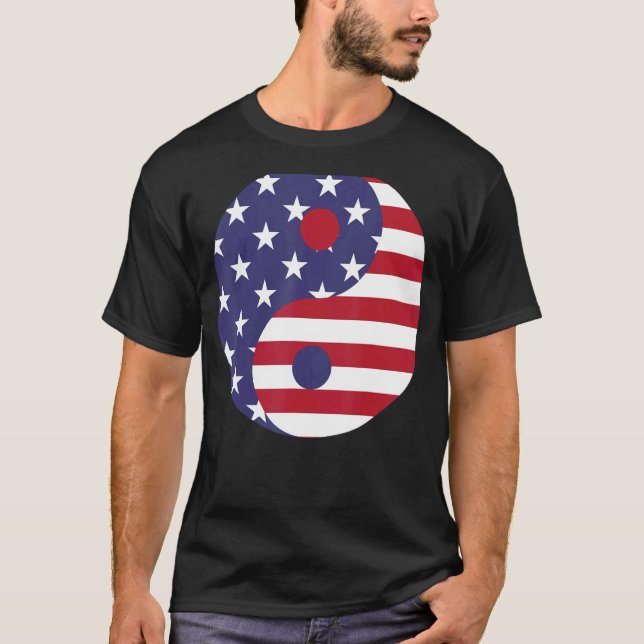 Camiseta Ying y Yang de la bandera de los Estados Unidos (Anverso)