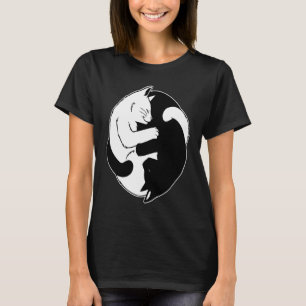 Camiseta Ying Yang Cat Hombres Mujeres