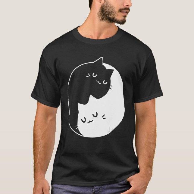 Camiseta Ying Yang Cats Cat T-Shirt Tee (Anverso)