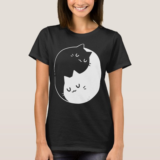 Camiseta Ying Yang Cats Cat T-Shirt Tee 1 (Anverso)