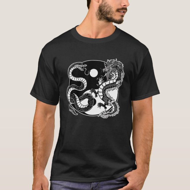 Camiseta Ying Yang Dragon y equilibrio de serpientes y armo (Anverso)