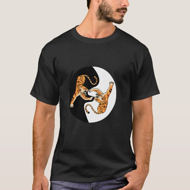 Camiseta Ying Yang Gato asiático salvaje tigre tigre tigre (Anverso)