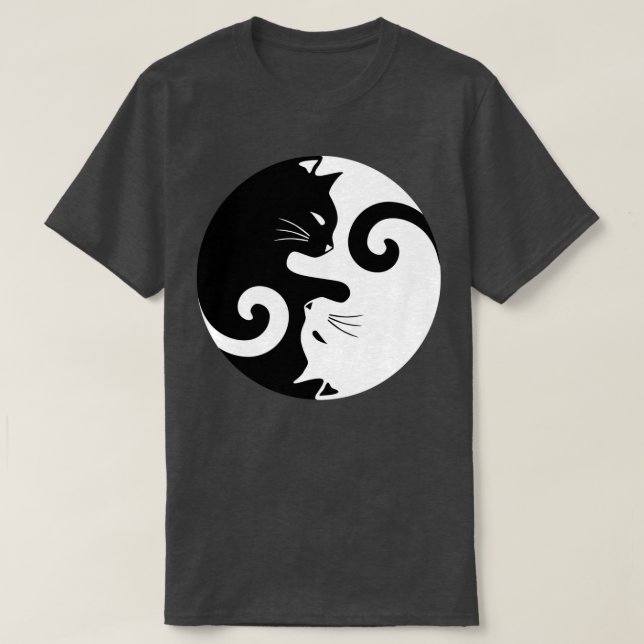 Camiseta Ying Yang gatos de blanco negro (Diseño del anverso)
