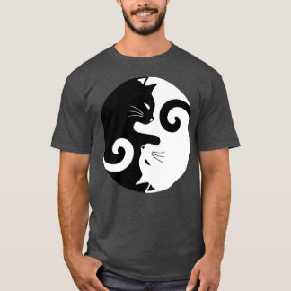 Camiseta Ying Yang gatos de blanco negro