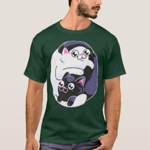 Camiseta Ying yang kittens lindo kawaii gato amante gótico