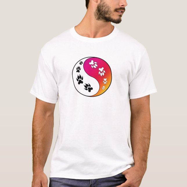 Camiseta Ying Yang Paw Imprimir perro gato (Anverso)
