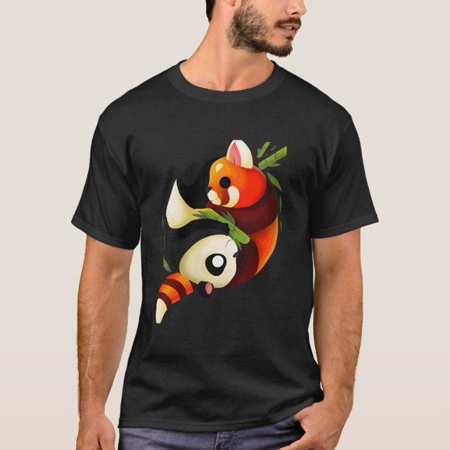 Camiseta Ying Yang Red Panda Yin Yang Panda Panda (Anverso)