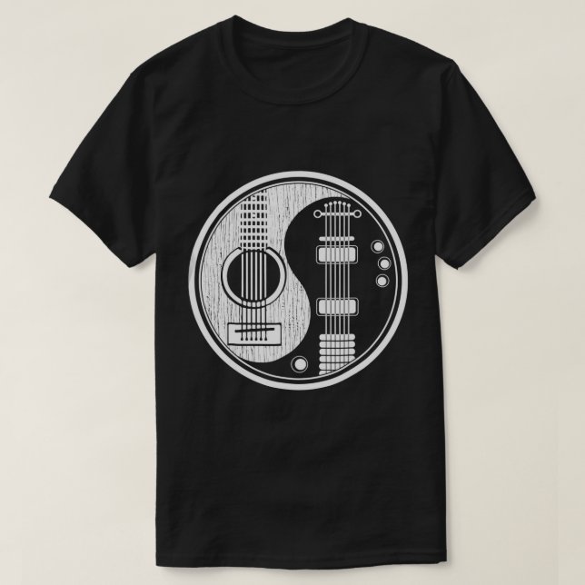 Camiseta Ying Yang Tee Shirt Guitarra Acústica TShirt Rock  (Diseño del anverso)