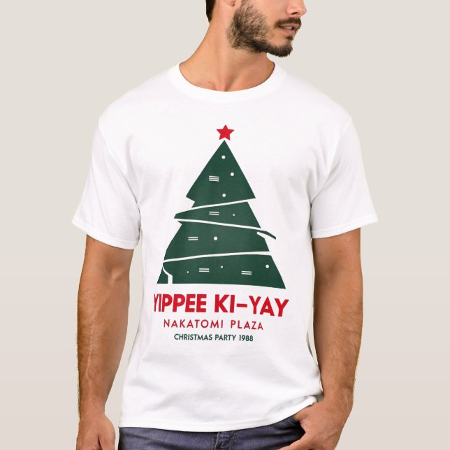 Camiseta Yippee Ki Yay Nakatomi plaza navidades eléctricos (Anverso)