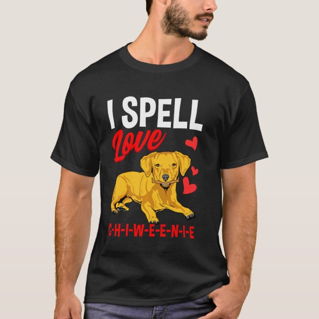 Camiseta Yo amo a Chiweenie Cute Wiener Dog Dachshund (Anverso)