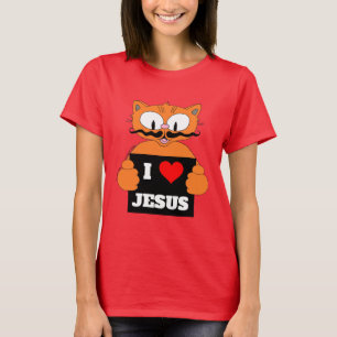 Camiseta "Yo amo a Jesús" Personalizado El Señor Gato Crist