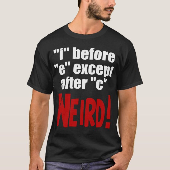 Camiseta "yo" antes de lengua inglesa divertida de "e" - (Anverso)
