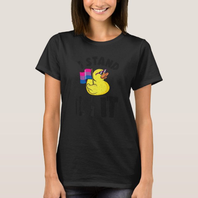 Camiseta Yo apoyo la bandera del orgullo bisexual del pato  (Anverso)