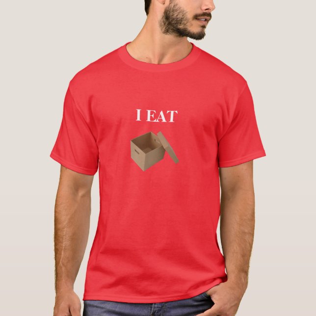 Camiseta Yo como la caja (el texto blanco) (Anverso)