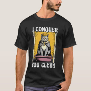 Camiseta Yo Conquisto a Usted Limpio Caja de Arena para Gat
