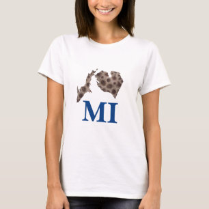 Camiseta ¡Yo corazón a Michigan! Patrón de piedra de Petosk