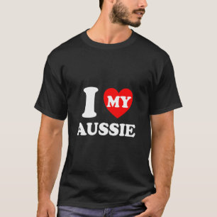 Camiseta Yo Corazón Mi Aussie Me Encanta Mi Aussie