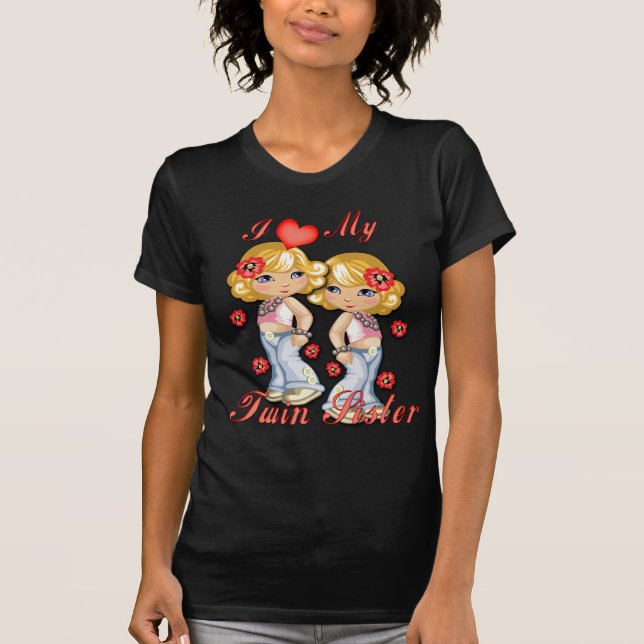 Camiseta Yo (corazón) mi hermana gemela (Anverso)