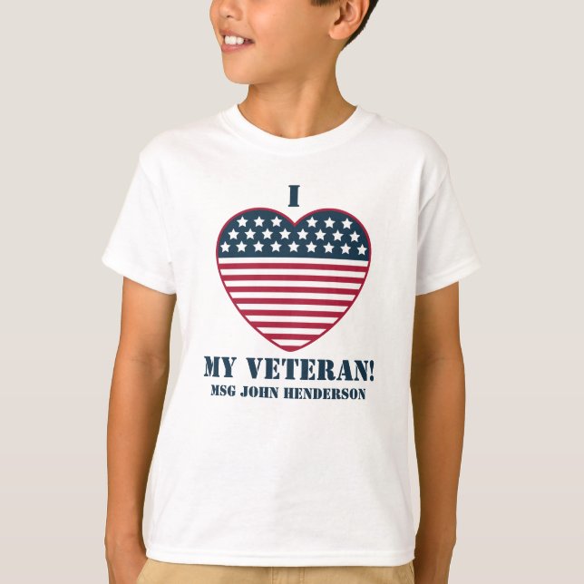 Camiseta "¡Yo (Corazón), Mi Veterano!" ¡Personalizable (Anverso)