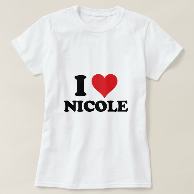 Camiseta Yo Corazón Nicole Nombre I Love Personalized Stuf (Diseño del anverso)