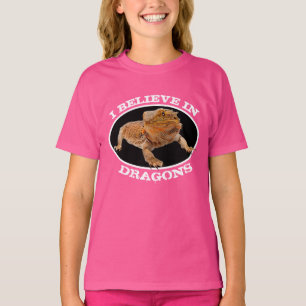 Camiseta "Yo creo en los dragones" con dragón barbudo