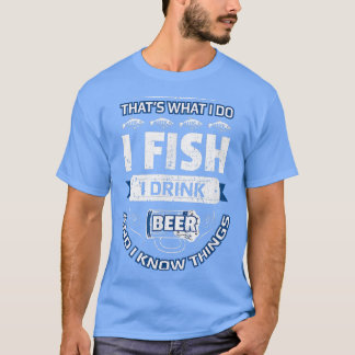 Camiseta Yo Fish Beer cerveza y saber cosas Graciosas Vint 
