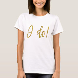 Camiseta Yo hago Relieve metalizado dorado falso de tripula