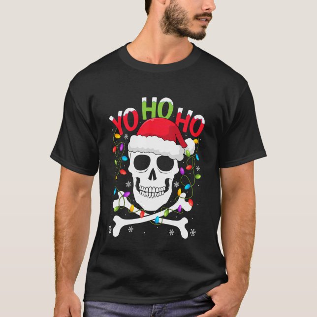 Camiseta Yo Ho Ho Pirate Boat Cruise Christmas Santa Hat Sk (Anverso)