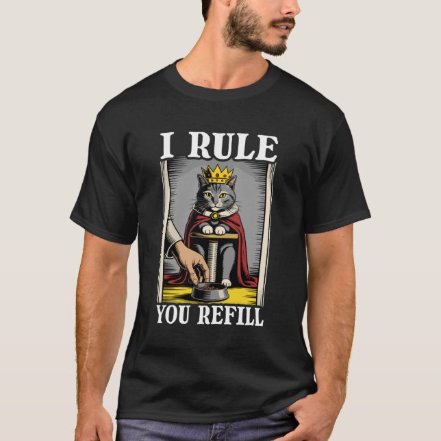 Camiseta Yo Mando Tú Rellenas Tazón De Comida Para Gato Lin (Anverso)