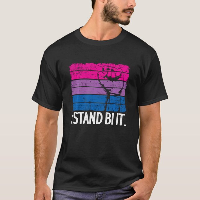 Camiseta Yo me quedo con el viejo orgullo bisexual Rainbow  (Anverso)