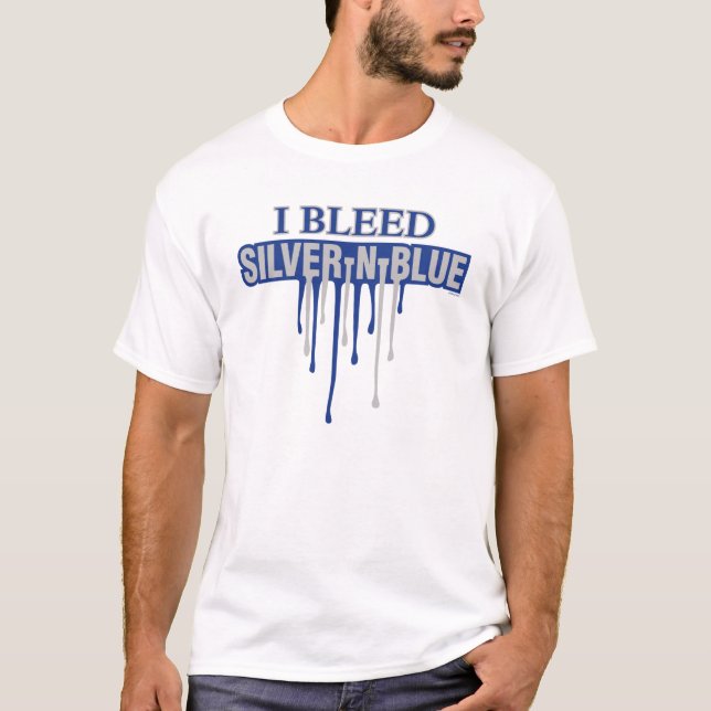 Camiseta Yo Sangro Plata y Azul (Anverso)