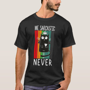 Camiseta Yo Sarcástico Nunca Humor Retro Gato Inteligente P