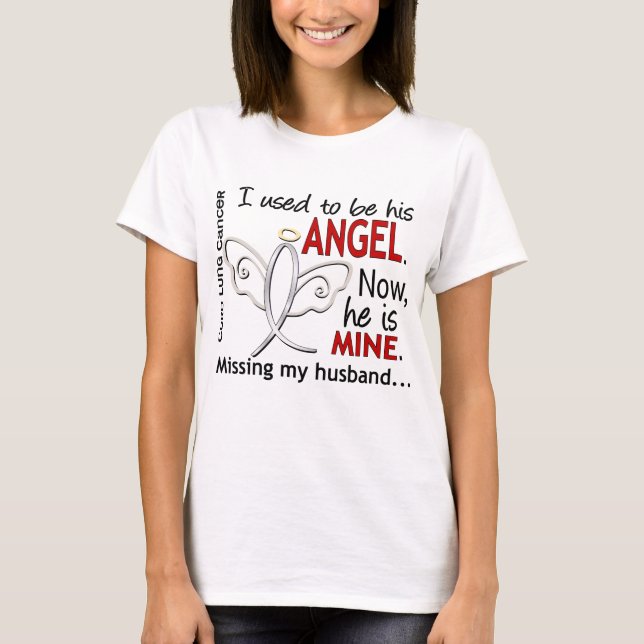 Camiseta Yo Solía Ser Su Marido De Cáncer De Pulmón Ángel (Anverso)
