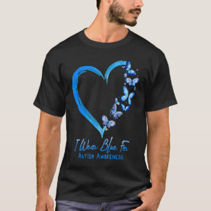 Camiseta Yo Uso Azul Para Autismo Concienciación Corazón Ma
