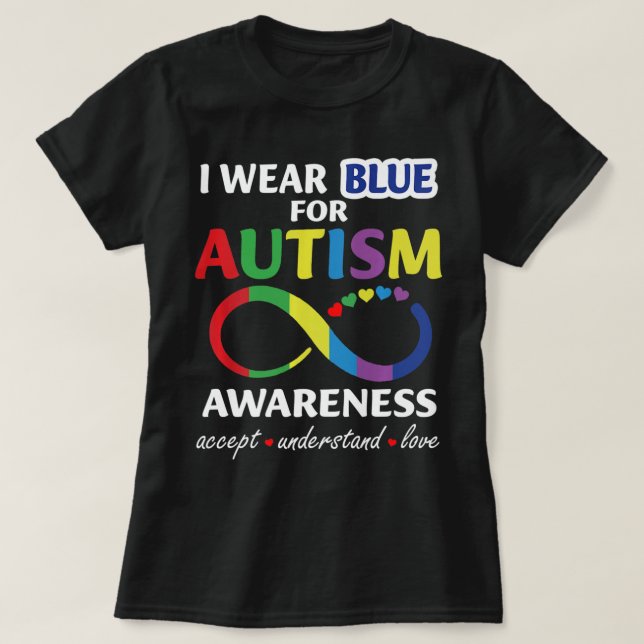 Camiseta Yo uso azul para autismo La conciencia se acepta (Diseño del anverso)