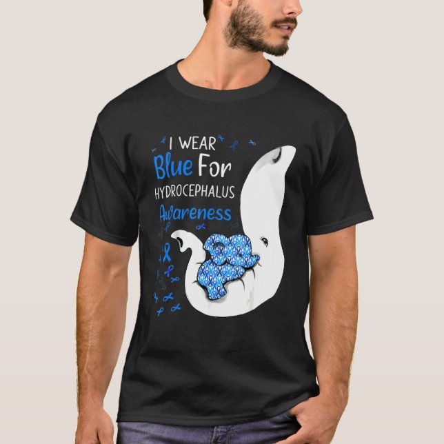 Camiseta Yo Uso Azul Para El Elefante De Concienciación De  (Anverso)