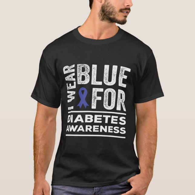 Camiseta Yo Uso Azul Para La Conciencia Sobre La Diabetes M (Anverso)