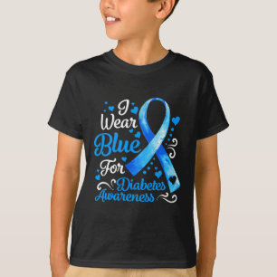 Camiseta Yo Uso Azul Para La Diabetes Conciencia De La Cint