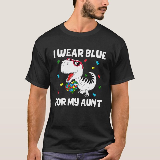 Camiseta Yo Uso Azul Para Mi Dinosaurio De Concienciación S (Anverso)