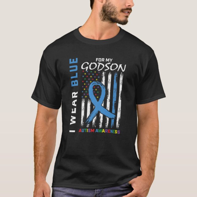 Camiseta Yo Uso Azul Para Mi Godson Autismo Concienciación  (Anverso)
