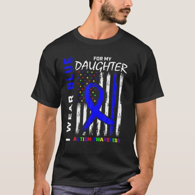 Camiseta Yo Uso Azul Para Mi Hija Autismo Conciencia Americ (Anverso)