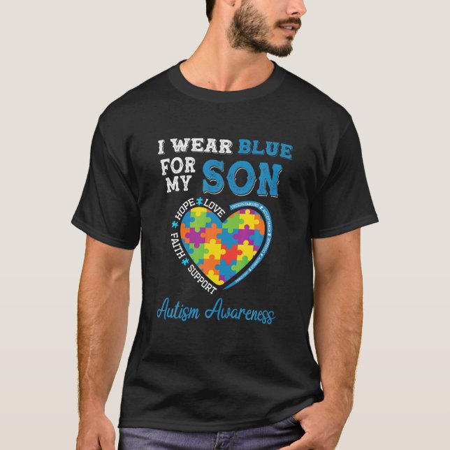 Camiseta Yo Uso Azul Para Mi Hijo Conciencia De Autismo Mam (Anverso)