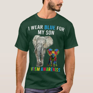 Camiseta Yo Uso Azul Para Mi Hijo Elefante Fun Autism Aware