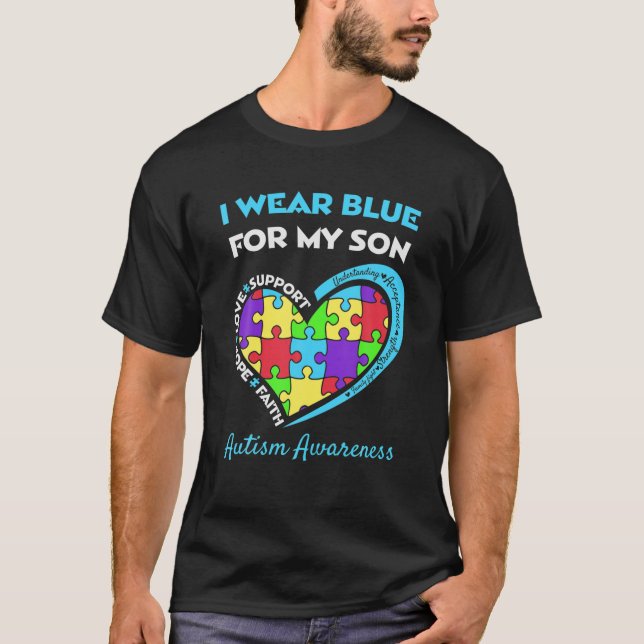 Camiseta Yo uso azul para mi hijo para la conciencia del au (Anverso)